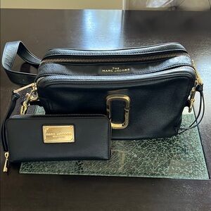 Marc Jacobs Black Leather Bag and Wallet Duo